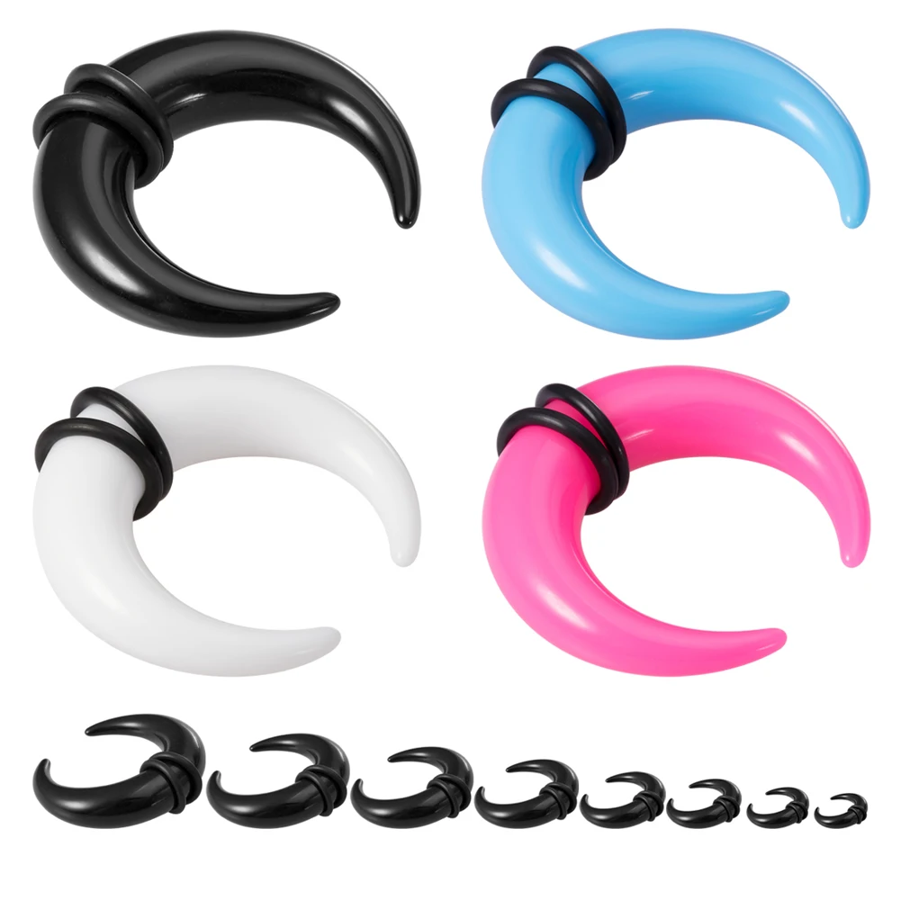 1 Pair Big Size Buffalo Horn Septum Ring Piercing Black Pink White Auqa Acrylic Ear Taper Stretcher Expander Punk Body Jewelry