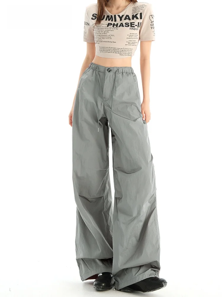 

Женские спортивные брюки с высокой талией, быстросохнущие, летние, новые, прямые, свободные, с эффектом похудения, с завязками, повседневные