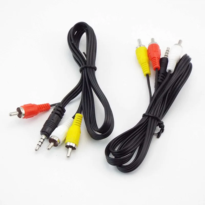 1 Meter 3.5mm Audio Male Jack Plug to 3 RCA male aux Connector Splitter Cable wire AV Adapters Video extension Cord O1