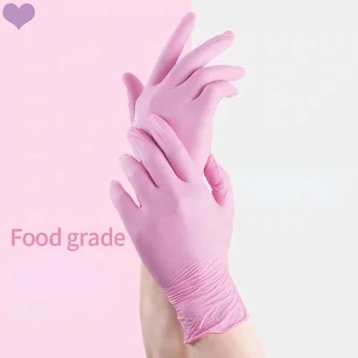 100PC Disposable Nitrile Gloves  Allergy Free Protect Safety Hand Gloves for Work Kitchen Dishwashing Mechanic Pink blue Gloves