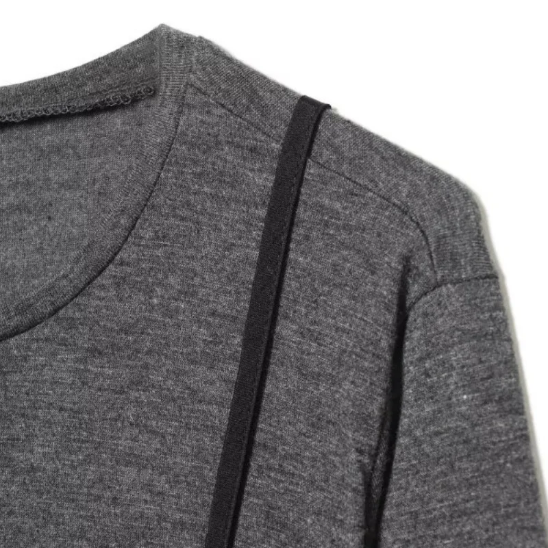 Outono feminino falso duas peças em camadas em torno do pescoço vestido de manga longa casual uso diário roupa de trabalho de escritório outono moda