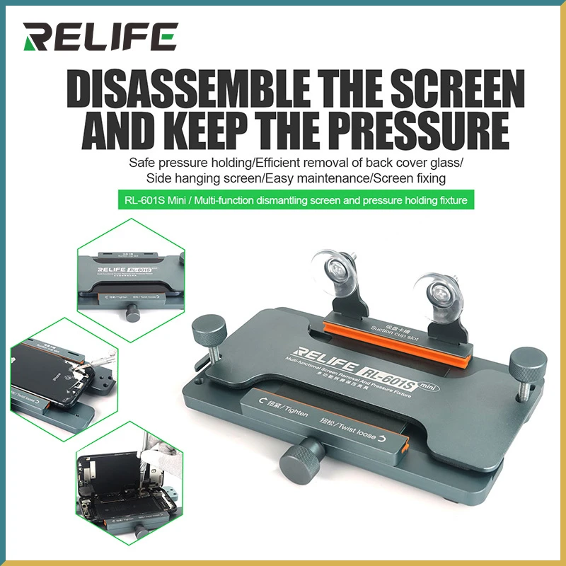 

RELIFE RL-601S MINI Многофункциональный демонтаж экрана 3 в 1, устройство для удаления крепления под давлением, задняя часть мобильного телефона
