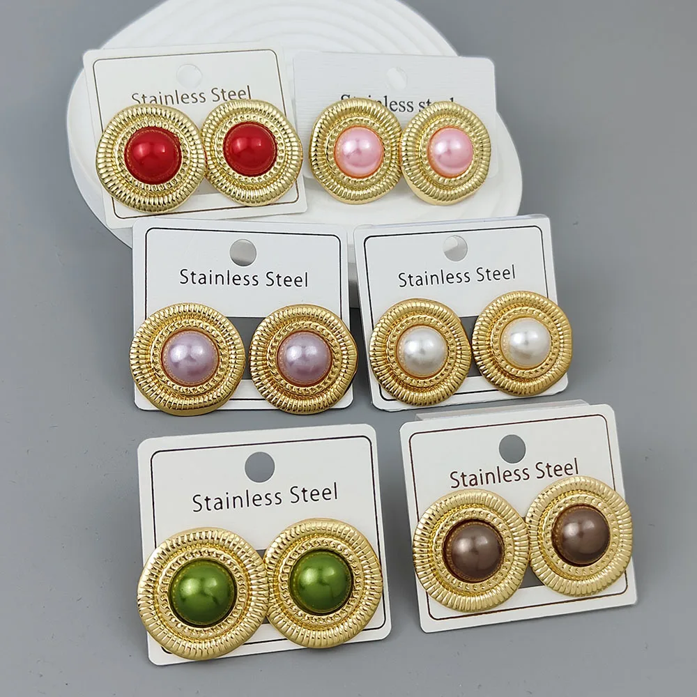 

2025 new irregular round cat eye stainless steel gold-plated earrings, high-quality waterproof earrings, wife gifts
