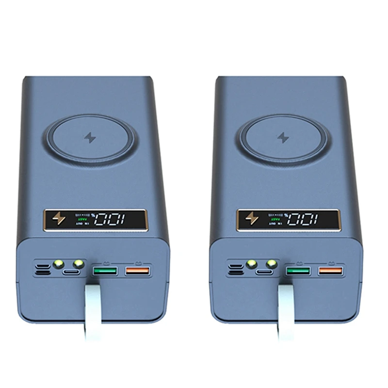 

N75R-2Pcs 21X18650 Ящик для хранения аккумуляторов Светодиодный светильник PD Quick QC3.0 Charge 18650 Батарея Power Bank Чехол 15 Вт Зарядка A