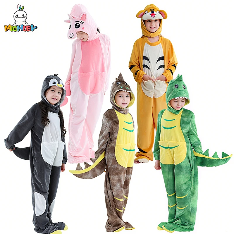بدلة تنكري رائعة للهالوين من ميشلي تي ريكس ملابس ديناصور بقلنسوة ناعمة مرقطة للأطفال والبنات والأولاد والحفلات المدرسية #1