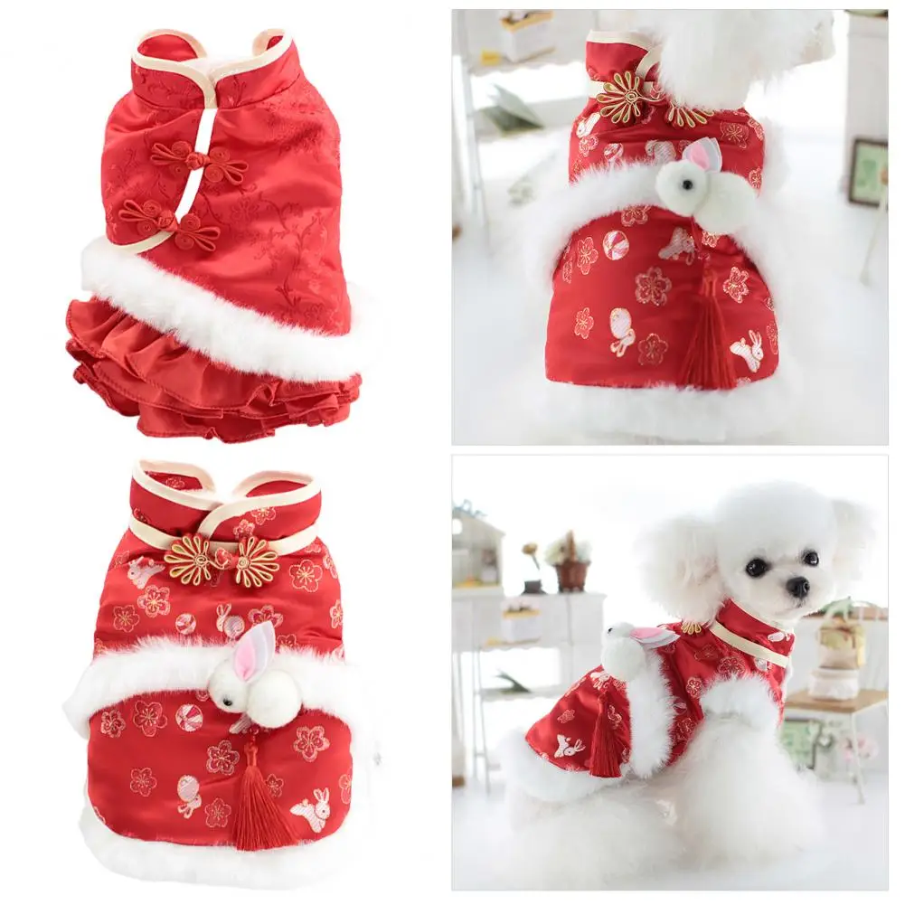 

Dog Birthday Outfit Dog Costume for Festivals Coil Buttons Half Oblique Bunny Skirt Soft Breathable Pet for Autumn for Teddy