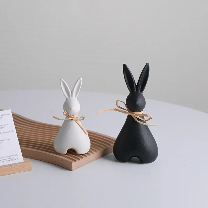 Creative Rabbit Bookend Ornament Wine Cabinet Living Room Ceramic Desktop Bookend Home Decoration Cute Gift