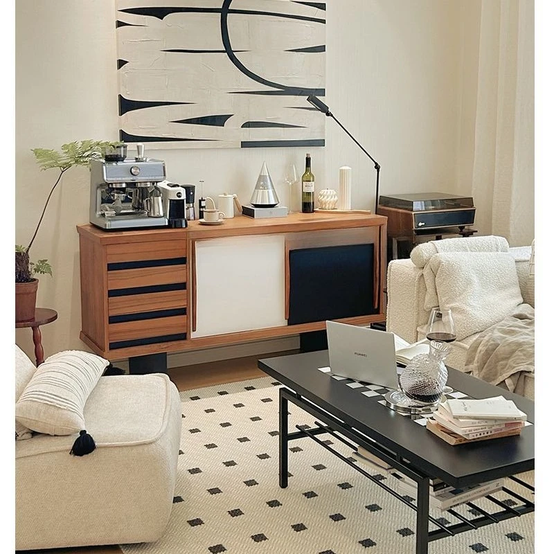 레트로 스타일 현관 수납장 벽면 설치형 다기능 다이닝 사이드 캐비닛 수납 소파 사이드 캐비닛