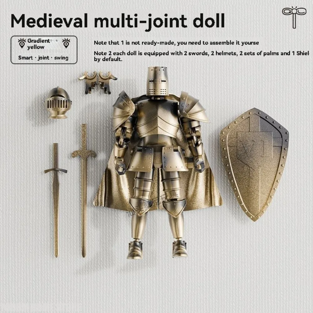3D Multi-Jointed Medieval Soldier Movable Joint Knight Hinge Action Figure Rotatable Joint Knights Armored Action Figurines
