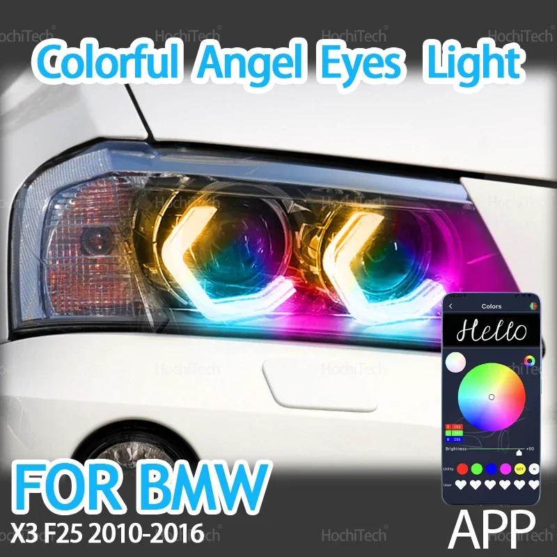 

For BMW X3 F25 2010-2016 High Quality Dynamic M4 Style RGB Light Rings App control DRL LED Angel Eyes Kit with turn signal