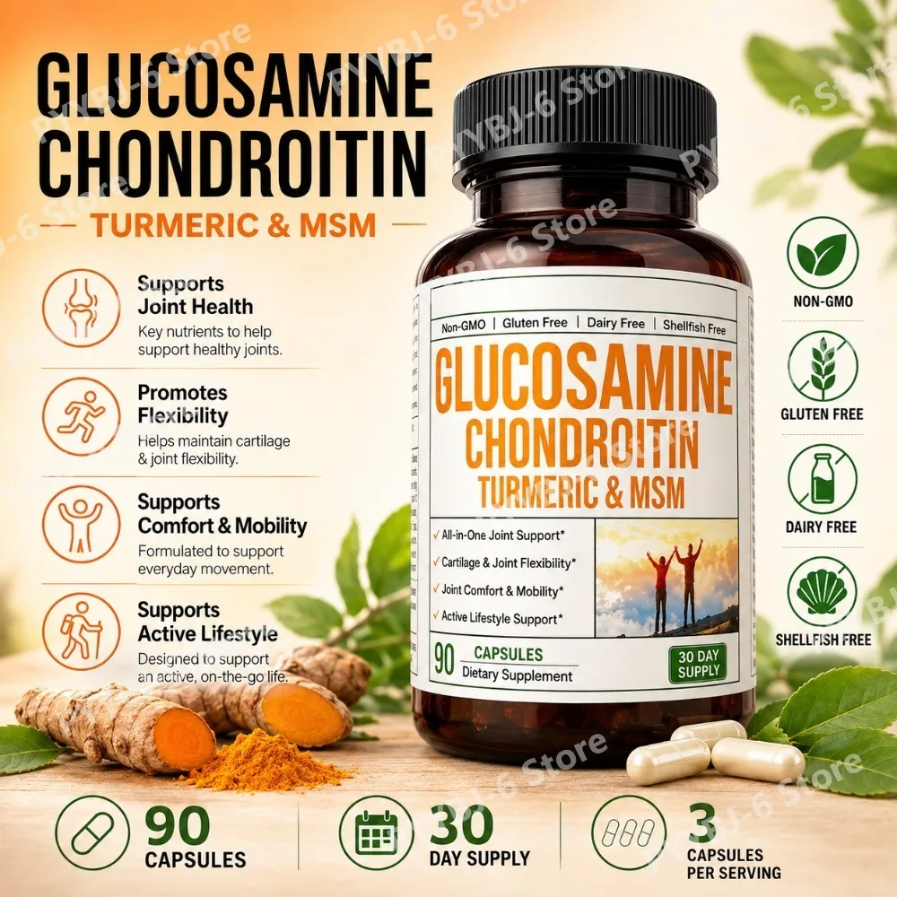Glucosamine Chondroitin MSM Capsules 1500mg Joint Mobility Flexibility Cartilage Support Daily Supplement 90 Count for adults