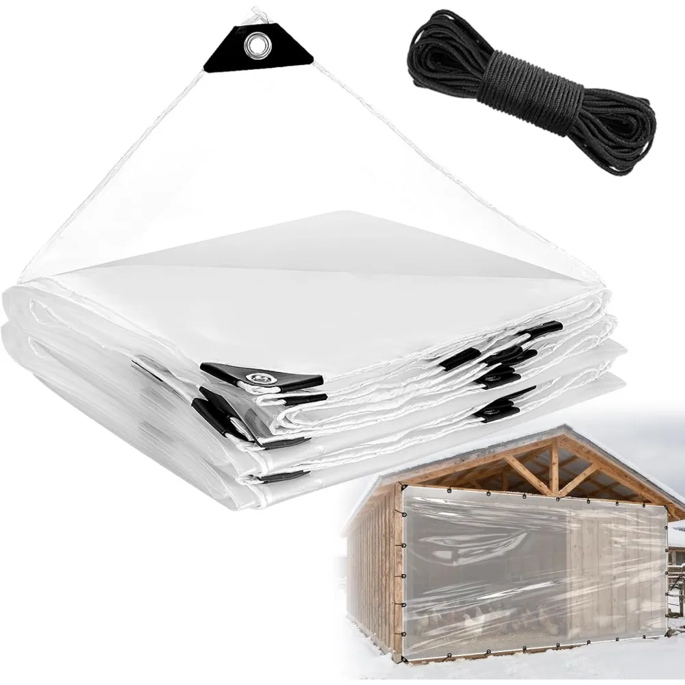 

Прозрачный сверхпрочный водонепроницаемый брезент 10x13 футов, защита от разрывов на 5 мил для утепления патио, садовый корпус