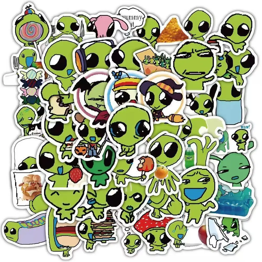 114Pcs Cute Green Alien Meme Stickers for Office Decor/Office Labels/Envelope Seals/Party Supplies Universal Stationery Stickers
