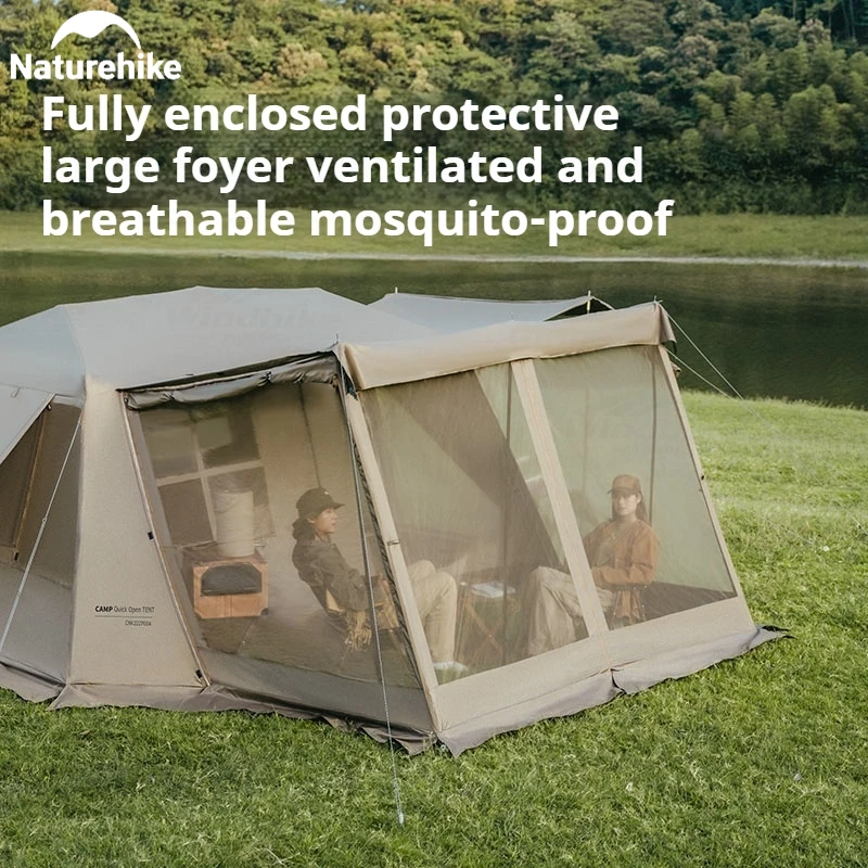 Naturehike Village 13 Automatic Tent Black Coated Outdoor One-touch Tent Family Shelter Camping Sunscreen Waterproof Large House