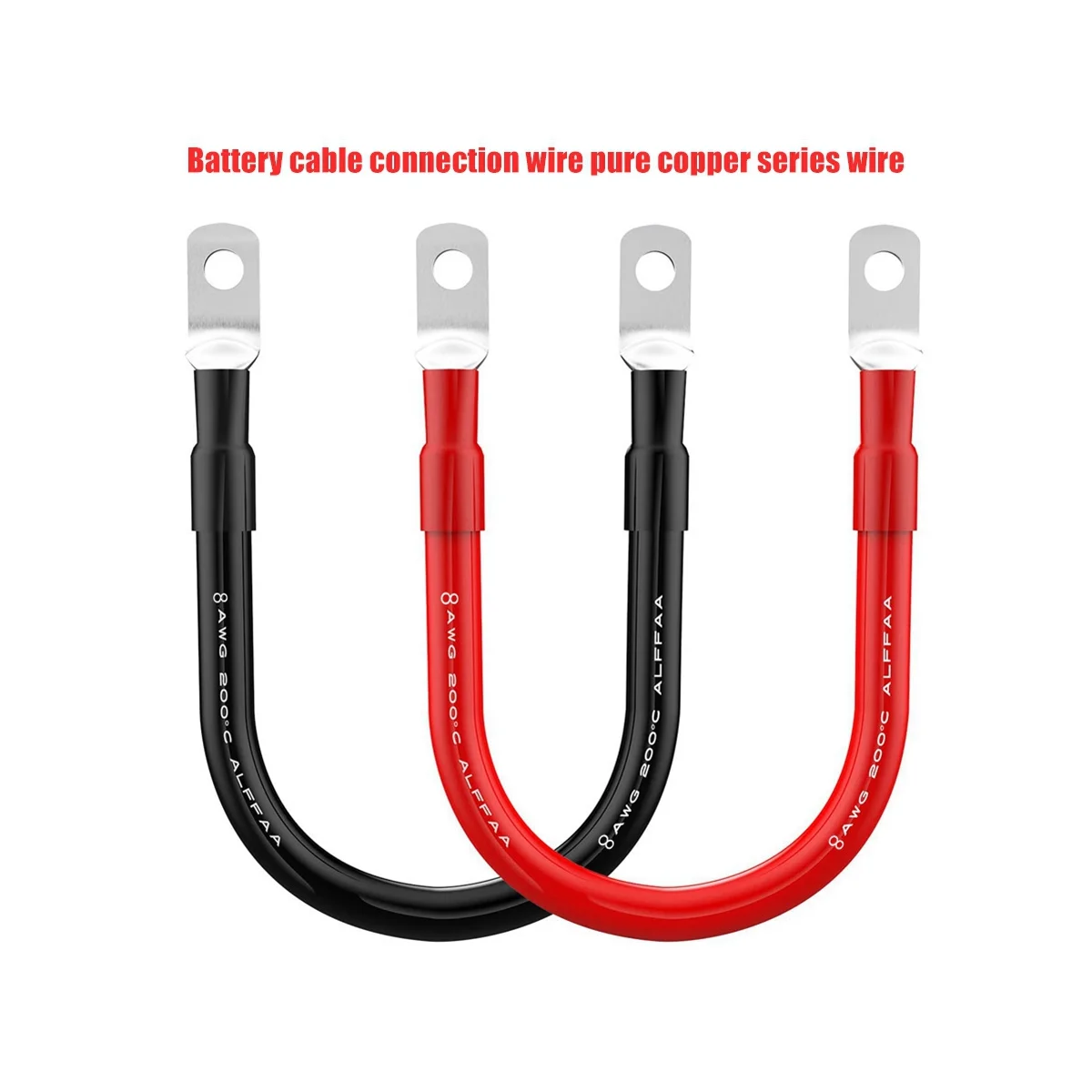 Battery Inverter Cable Set with Terminals 8 AWG Gauge Super Soft Silicone Wire, Power Connection Cable with Lugs