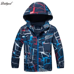 Dubbped Reflective Stripe Waterproof Boys Jacket Windproof Outerwear Warm Polar Fleece Rain Hoodie Autumn Winter Kids Clothes