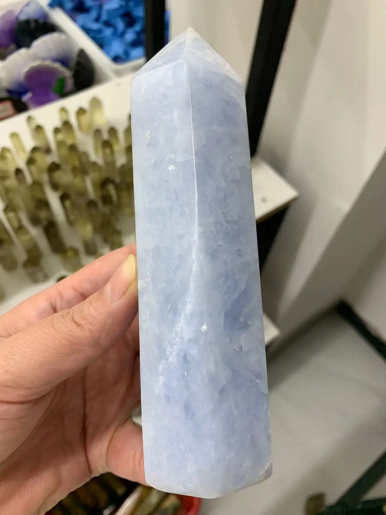 Natural Blue Calcite Crystal Quartz Obelisk Energy Gem Reiki Healing