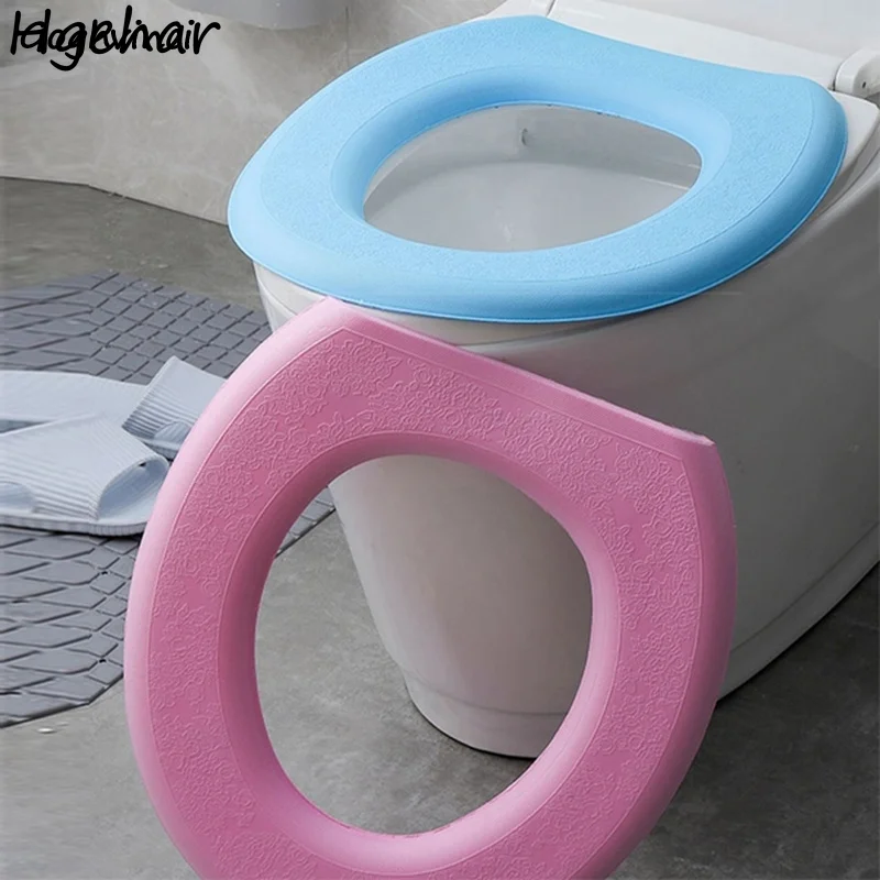 O-shape Toilet Seat Cover Bathroom Washable Waterproof Bidet Lid Pad Stretch Reusable Comfortable Lavatory Embossed Solid Daily