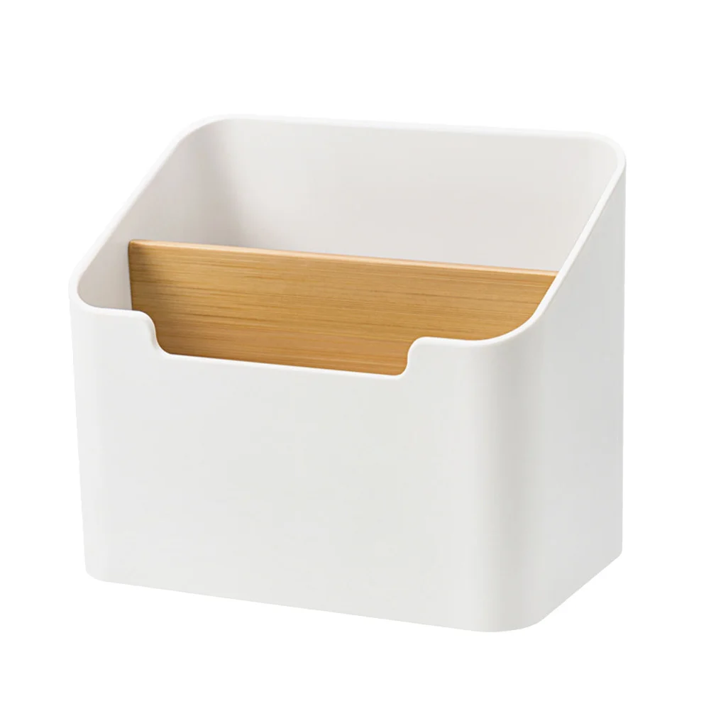 Compact Desktop Organizer Plastic Wood Storage Box Holder Multifunctional Room Bedroom Office Tidy Sundry