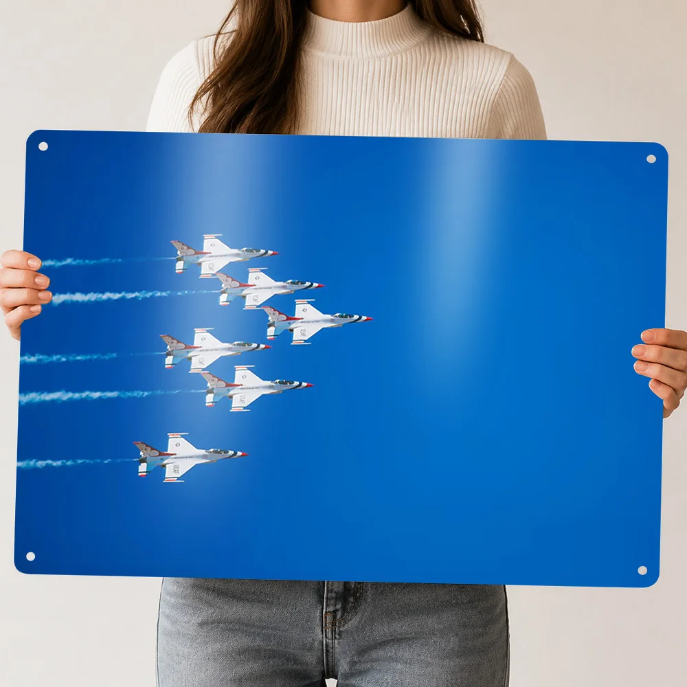 Fighter Jet 3D Texture Printed Poster Custom Vintage Metal Tin Plate Sign for Wall Art Decor Room Decoration Cozy Funny Signs
