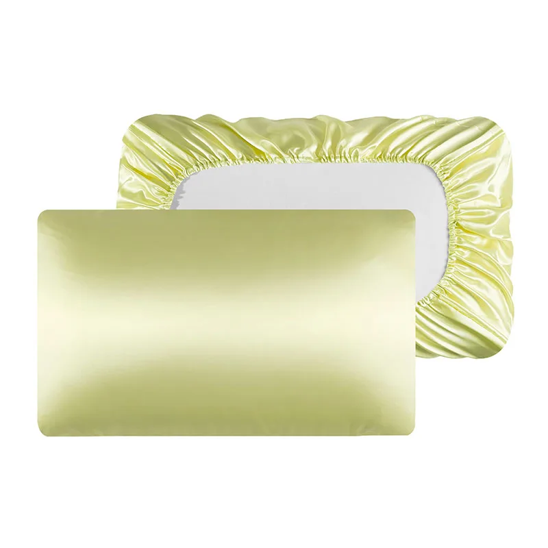 European Solid Faux Silk Satin Pillowcase Smooth Envelope Pillow Case for All Seasons Super Soft Pillow Cover with Elastic Band