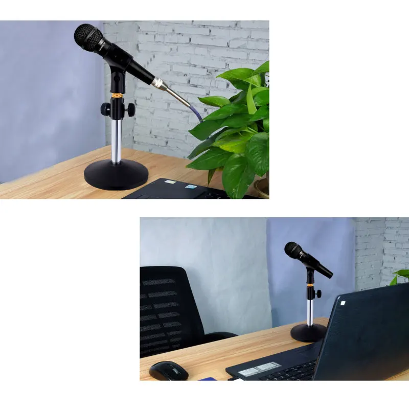 Microphone Desktop Stand Table Disc Base Microphone Stand for Live Streaming Desktop Holder Portable Telescopic Mic Clip Bracket