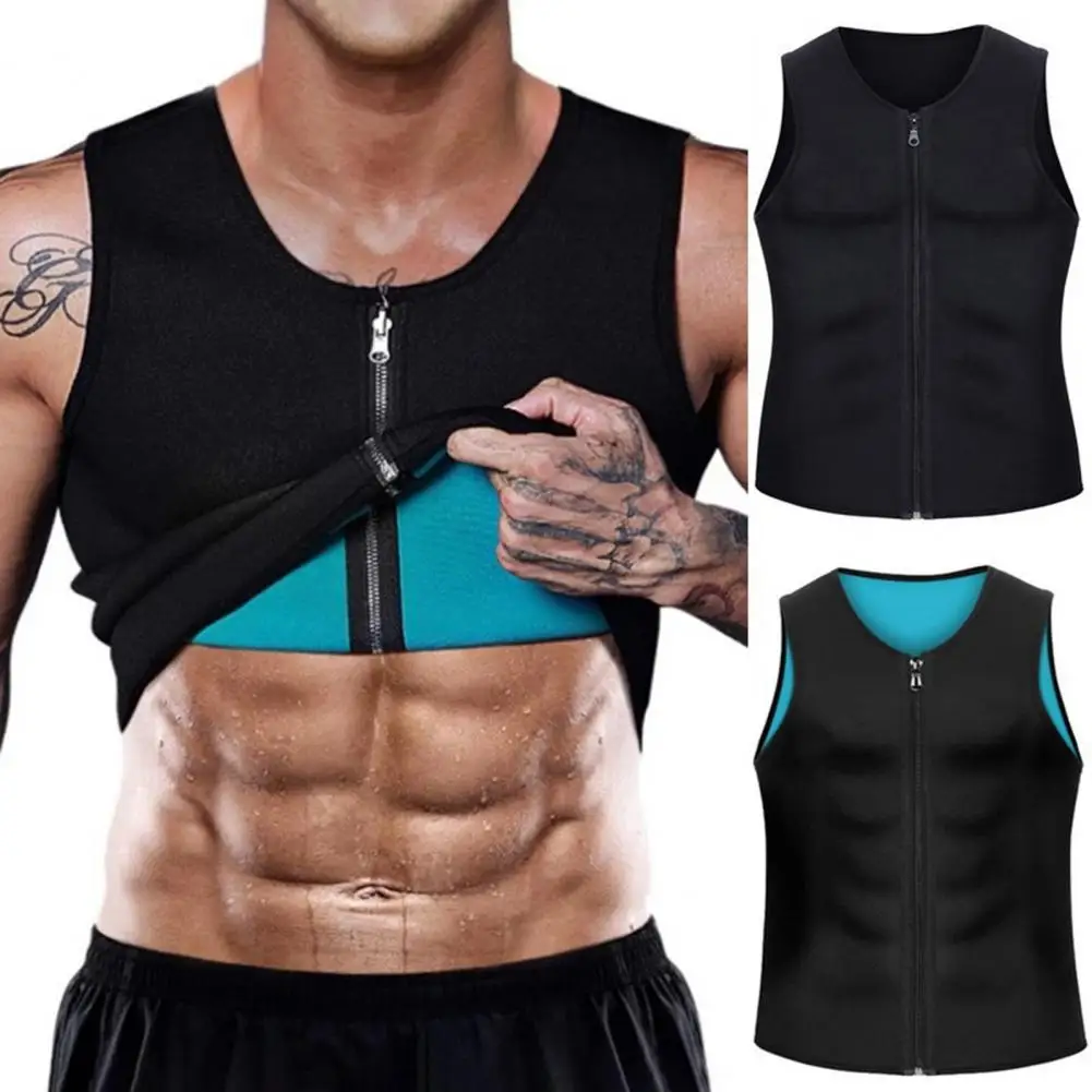 Muscle Defining Men Vest Advanced Nanotechnology Muscle Defining Vest for Men O-neck Tank Top with Zipper Placket Safety