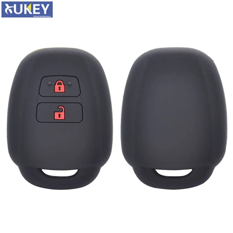 For Toyota Aqua Ractis Vitz RAV4 HiAce Land Cruiser Silicone Remote Key Case Fob Shell Cover Skin Holder 2 Button 2010-2019