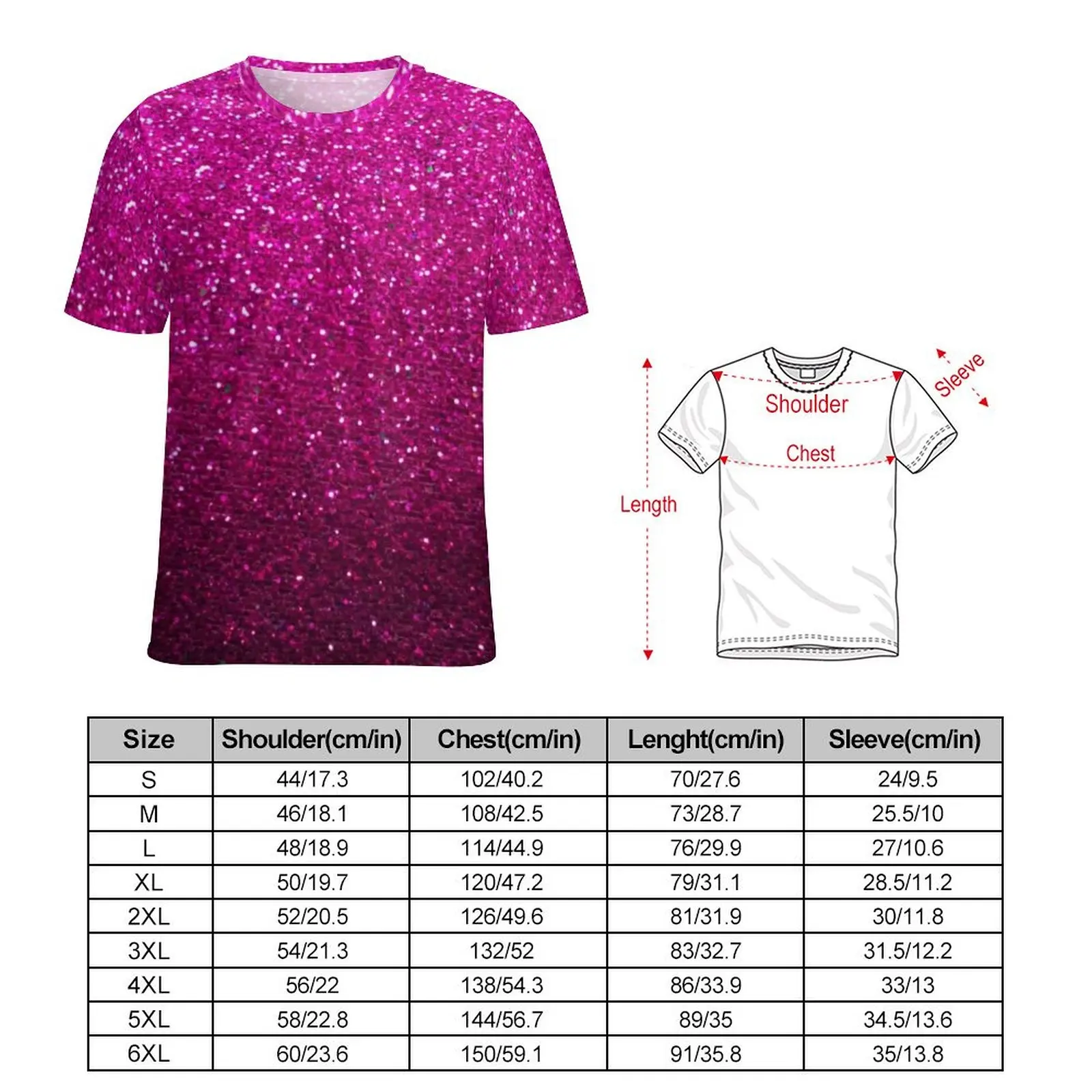 Metallic Glitter Print T Shirt O Neck Pink Ombre Sparkles T-Shirts Short Sleeve Street Wear Tees Female Summer Design Tops