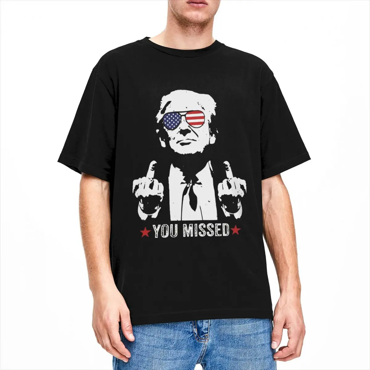 2024 Assassination Shooting Trump You Missed Shirt Merch for Men Women Cotton Humor Trump Rally Shot Tee Shirt Short Sleeve Tops