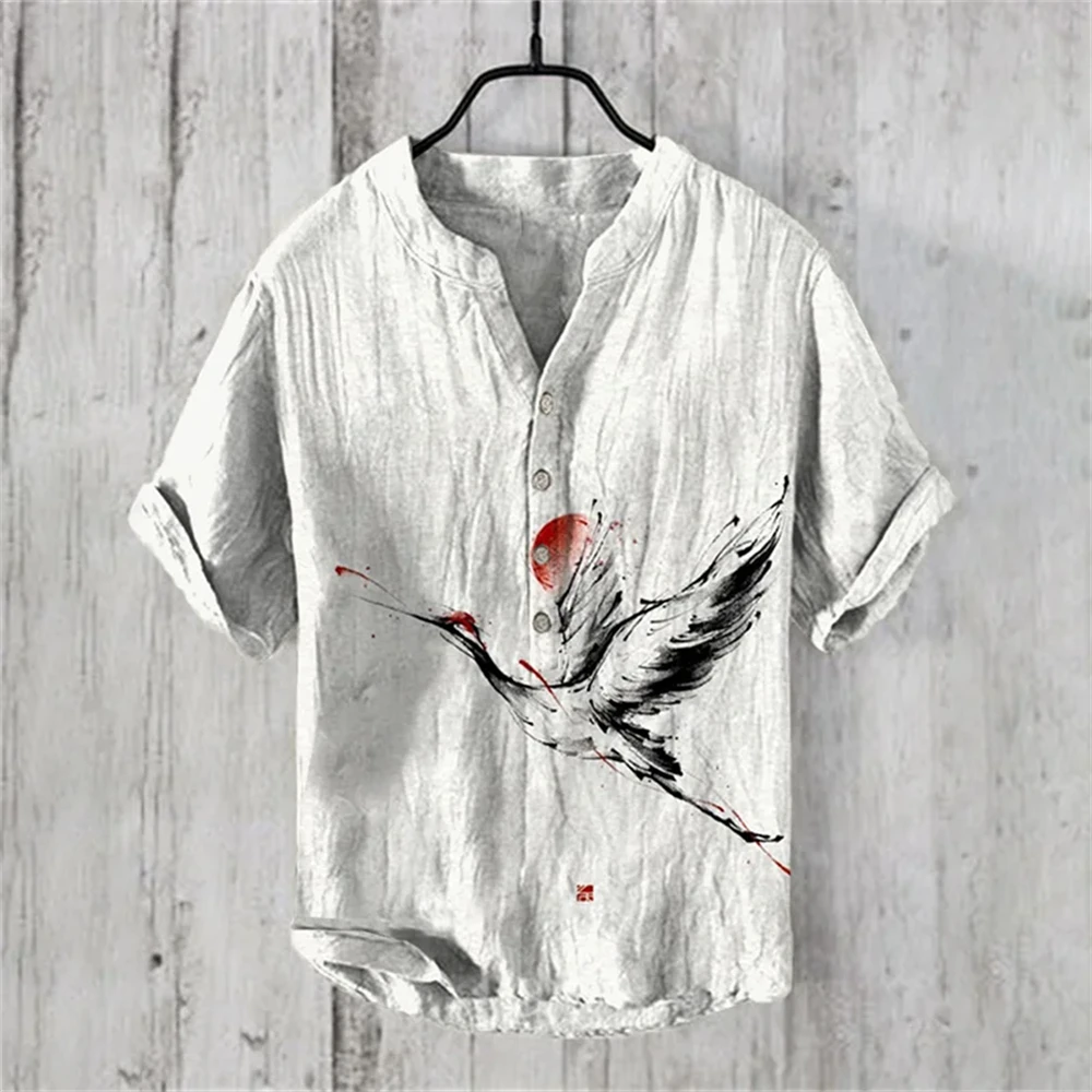 Camisa POLO Masculina de Manga - Summer Clothing Men Linen avaliação e preço