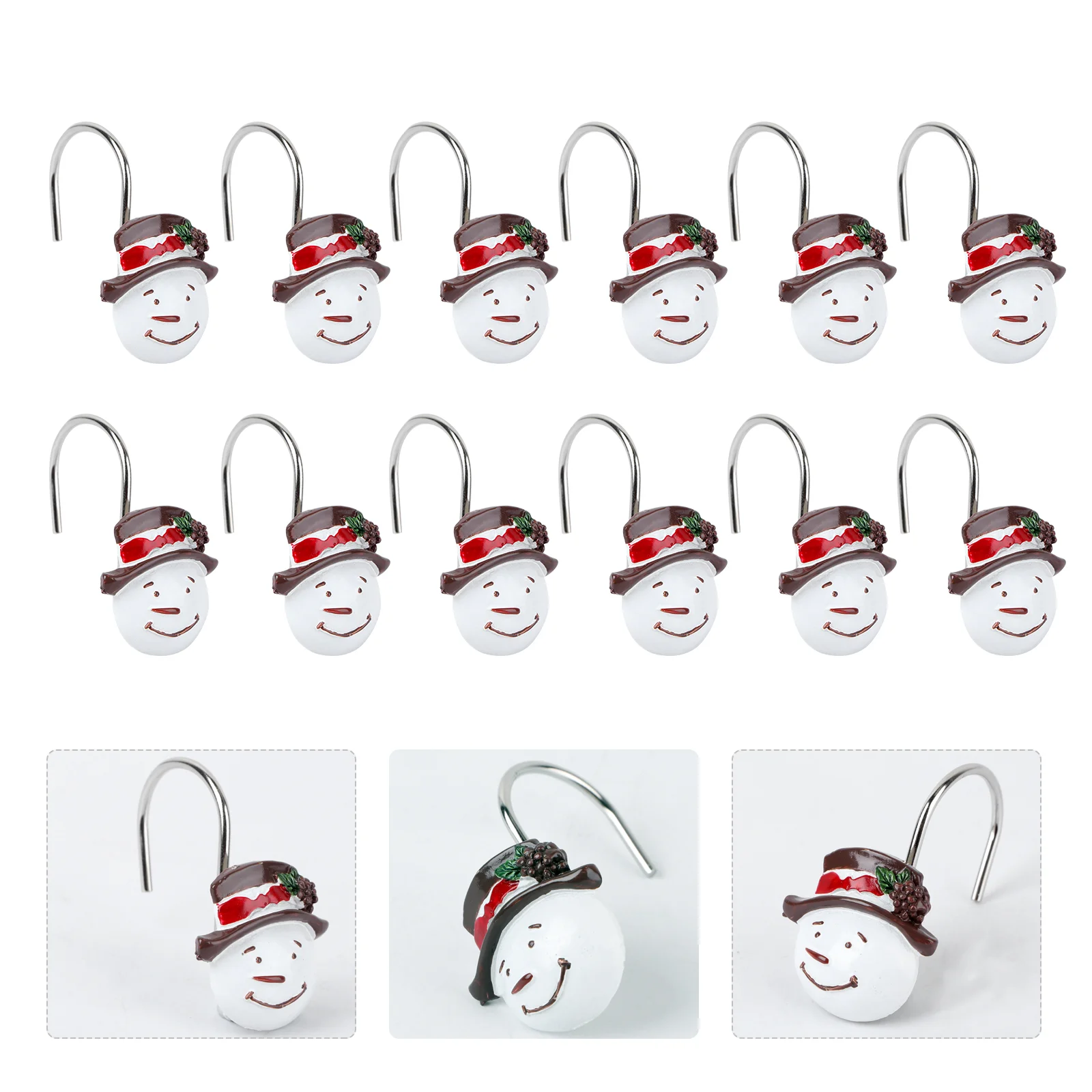 

12 Pcs Hook up Curtain Chic for Lovely Shower Snowman Hooks Xmas Velvet Hangers