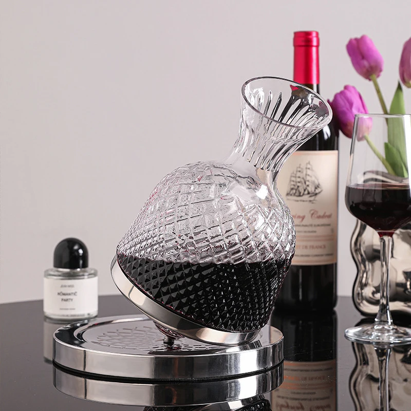

BOLTIFY Crystal glass 360 degree rotating decanter drum 1500ml decanter wine dispenser inflator mirror kettle decoration Gift
