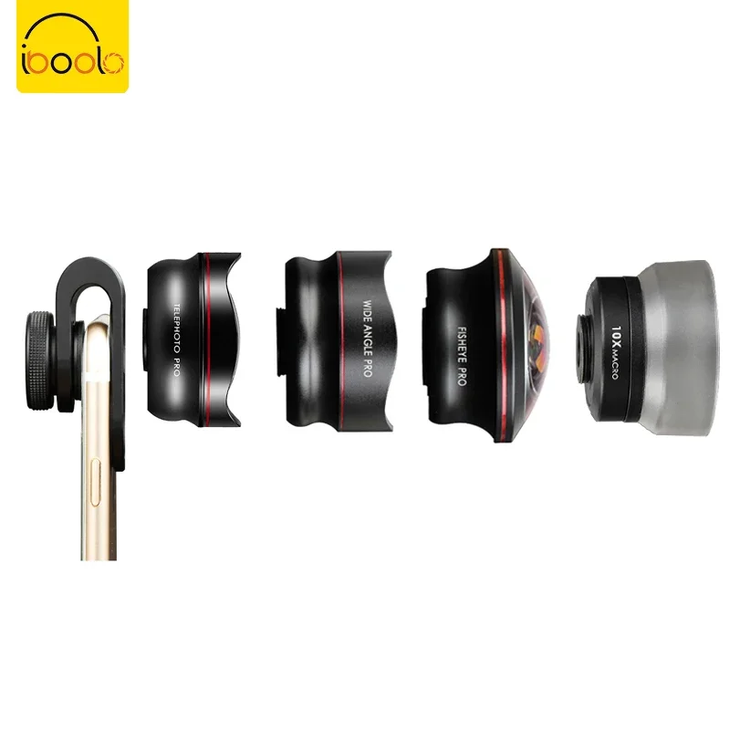 Cinema Lens 4 In 1 PRO Lens Kit 4K High Definition Telephoto Wide Fisheye Macro Lens For Cell Phone Camera