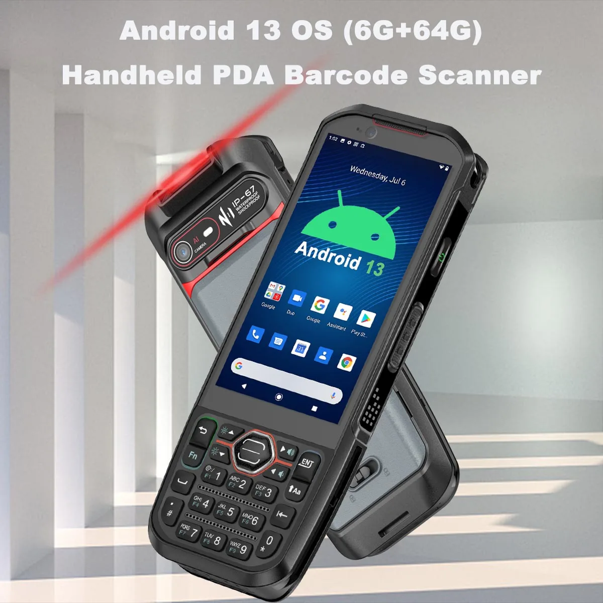 

Android 13 2D Barcode Scanner MTK6769 5200mAh Battery Hot Swap Handheld Scanner 6GB+64GB Rugged PDA Handheld Computer 4G