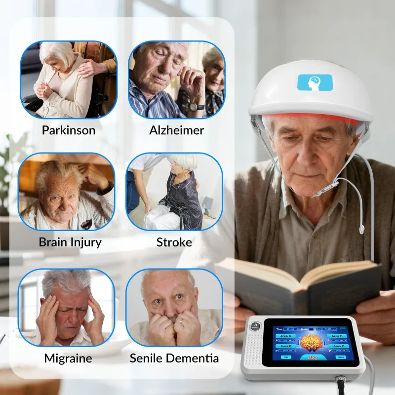 2026 New Near Infrared Light Brain Therapy Helmet 810nm 488 Diodes NIR PBM for Brain Injury Stroke Recovery Depression Anxiety
