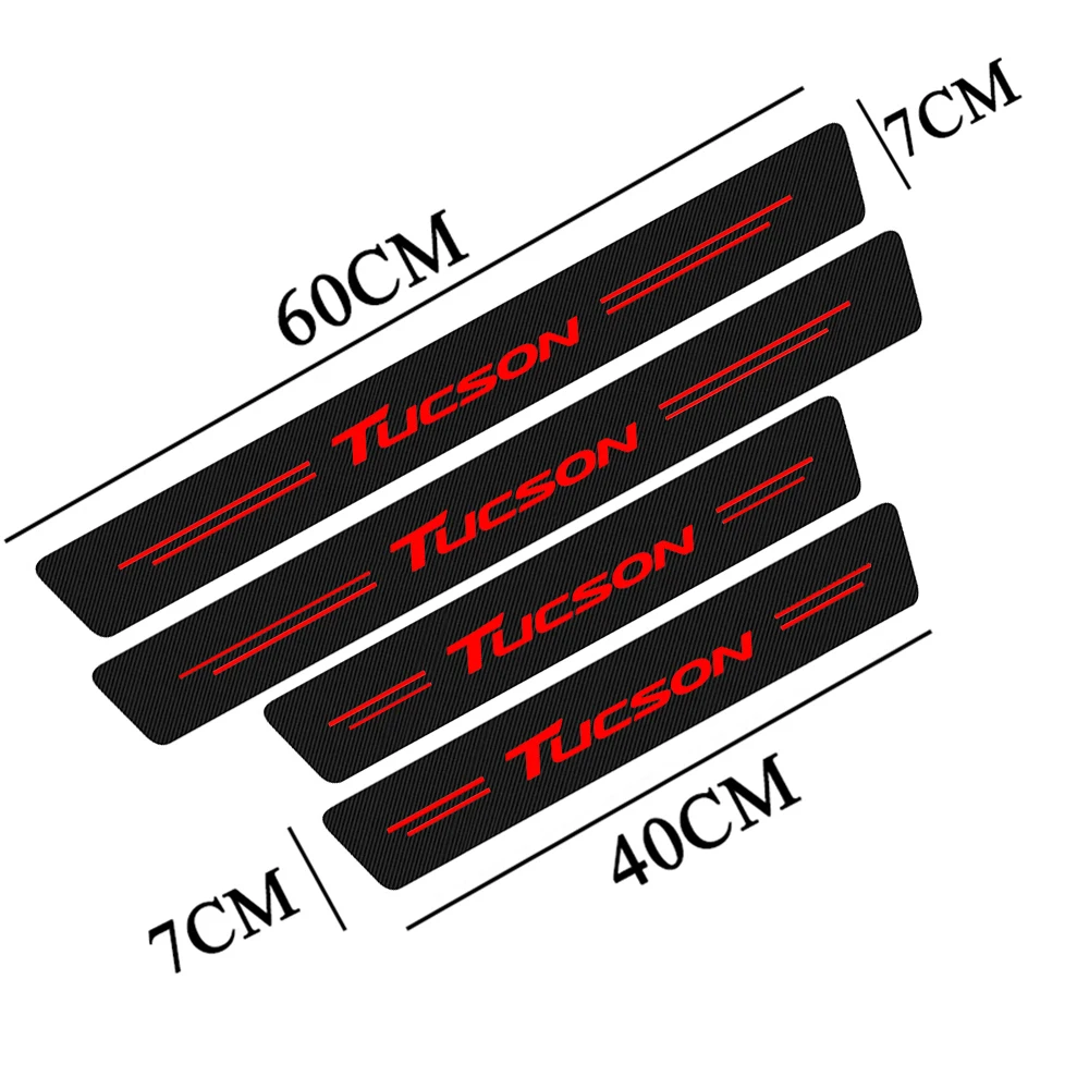 4Pcs Car Door Sill Scuff Plate Carbon Fiber Stickers  ​For Hyundai Tucson JM TL NX4 2008 2016 2017 2019 2020 2022 Accessories