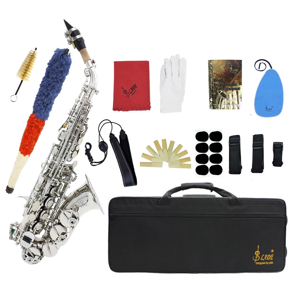 SLADE Soprano Saxophone Brass Body Bb B Flat Sax Professional Saxfone Woodwind Instrument With Case Reeds Parts & Accessories