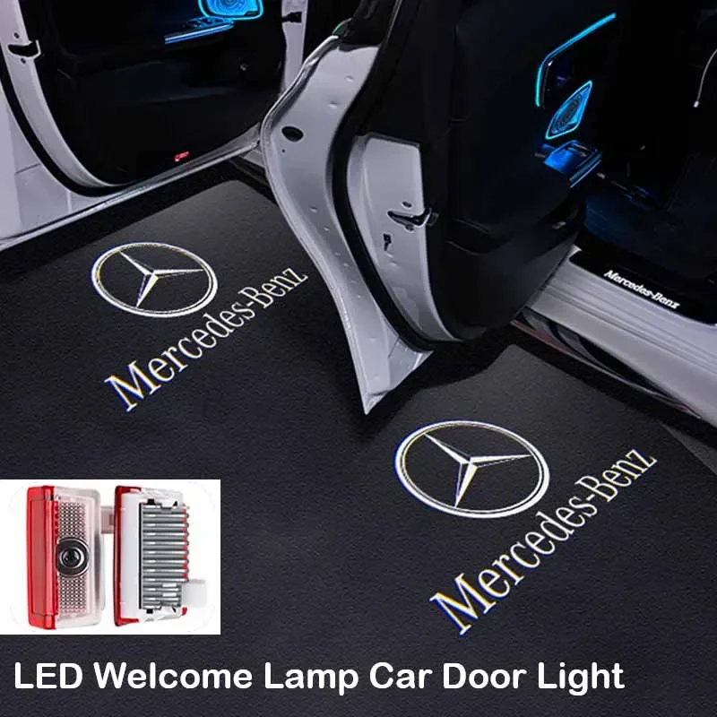 Lampu pintu mobil LED Logo HD dekorasi Laser proyek lampu hantu untuk Mercedes Benz W176 W205 W166 W246 W212 A B C M ML GLA GLS E Class