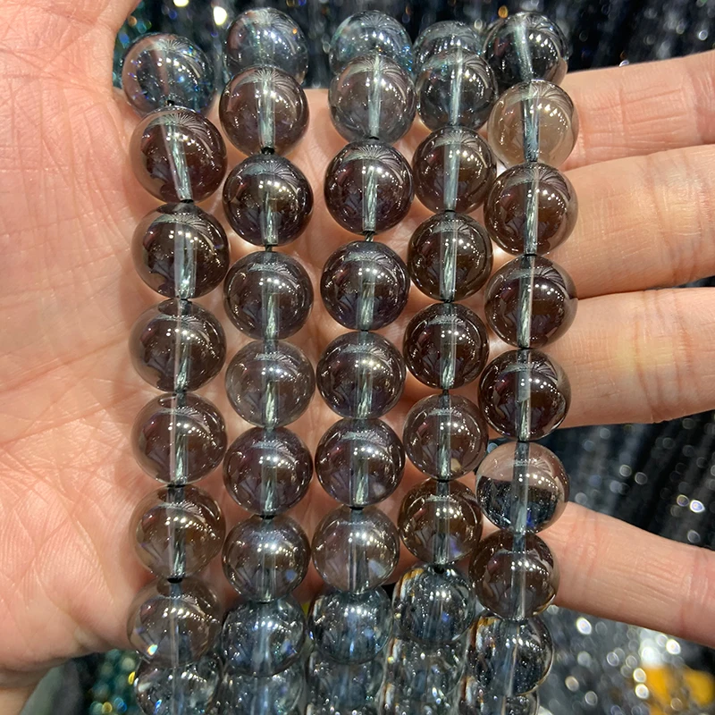 Natural White Rock Quartz Beads 4-14mm Round Plated Coated Rinbow Crystal DIY Loose Beads For Jewelry Making Bracelet Necklace