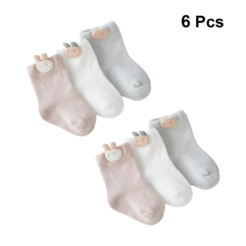

3Pair Cartoon Baby Socks Cotton Soft Breathable Non Slip Kids Spring Autumn Stockings Rabbit Size M for 1-3 Years