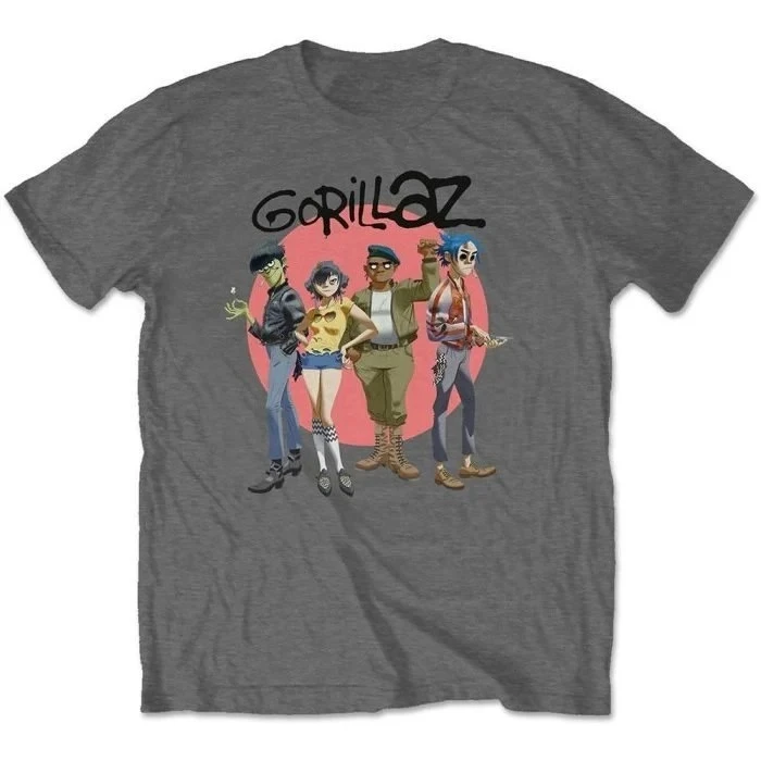 Gorillaz Camo Buggy Band Members Print Cotton T-Shirt Virtual Hip Hop Band Unisex Short Sleeve Tee