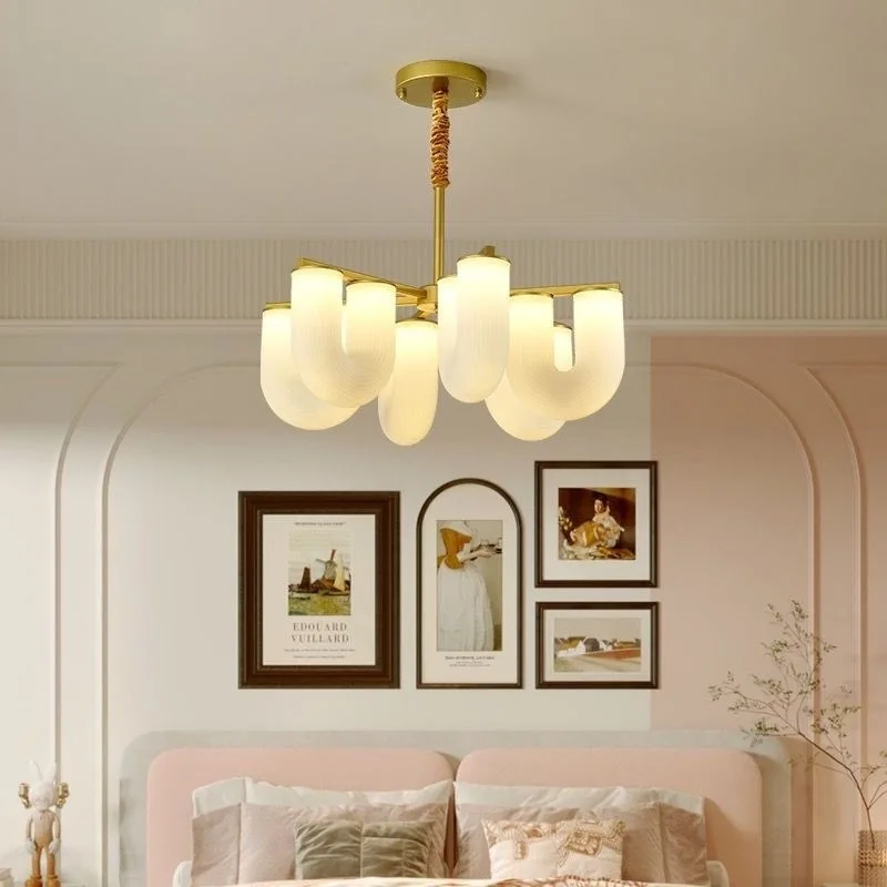 Modern Nordic-Style U-Shaped Ceiling Lamp for Dining Room, Bedroom, and Living Room – Mid-Century Cream Style Lighting