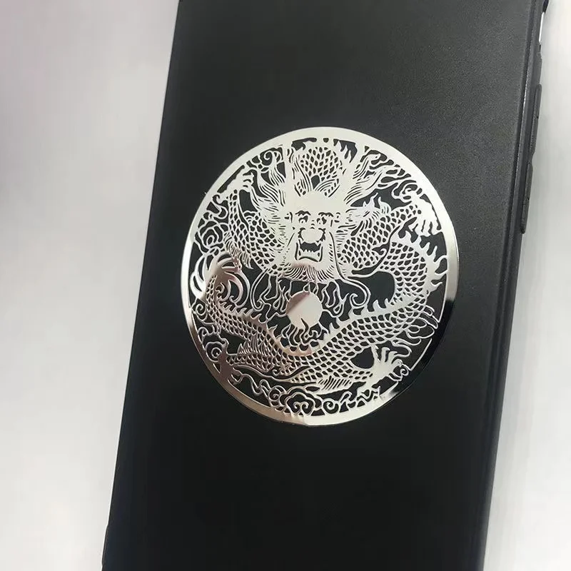 Personalized dragon and phoenix pattern metal sticker tiger phone sticker back shell creative animal metal decoration