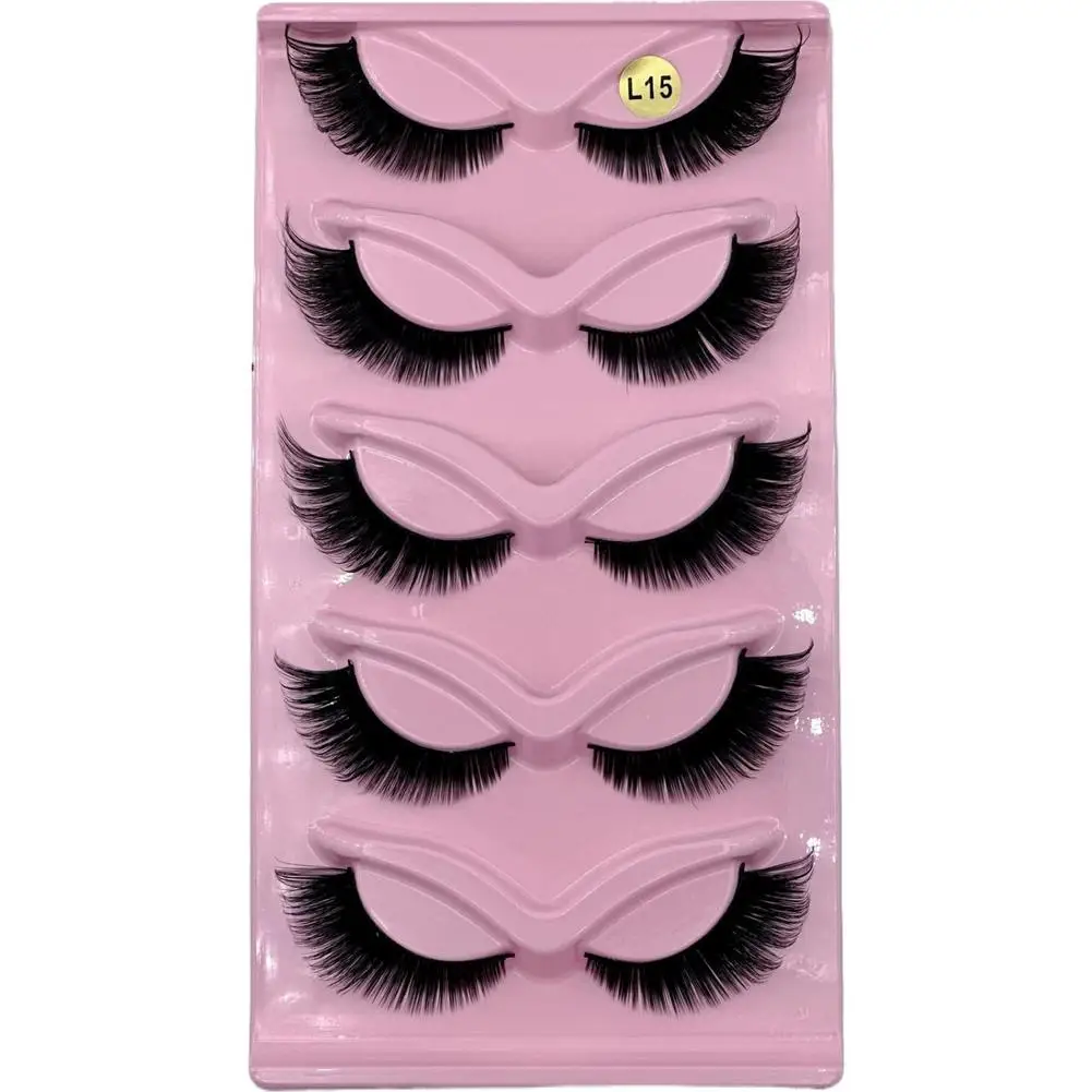 جديد 5 أزواج القط رموش سميكة مجعد DIY بها بنفسك الطبيعية رقيق الرموش شريط كامل جلدة تمديد ماكياج الرموش الصناعية