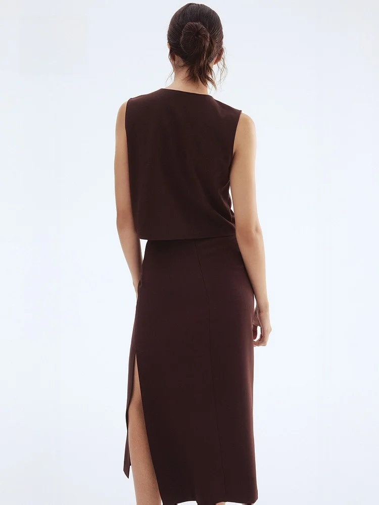 

Женский жилет H&M, новинка лета 2023, внутренний модный жилет с украшением на пуговицах, топ из полиэфирного волокна, 95% полиуретановый эластичный...