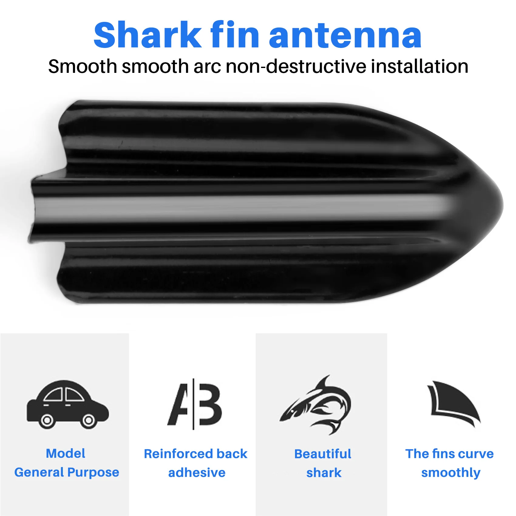 AS-6 個ブラックカー EVO スタイル PP ルーフシャークフィンスポイラーウイングキット渦発生器