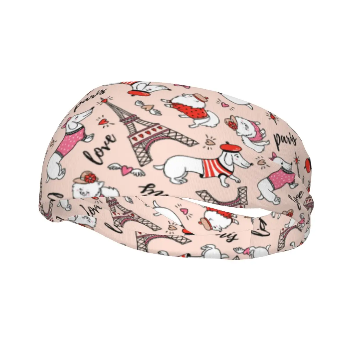 

Cute Parisian Dachshund And Eiffel Tower Elastic Hair Band Yoga Headband Makeup Hair Hoop Headwrap