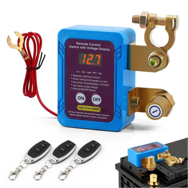 Ferngesteuerter Batterietrennschalter 12V 240A Notausschalter Automatischer Stromabschalter für Auto ATV LKW