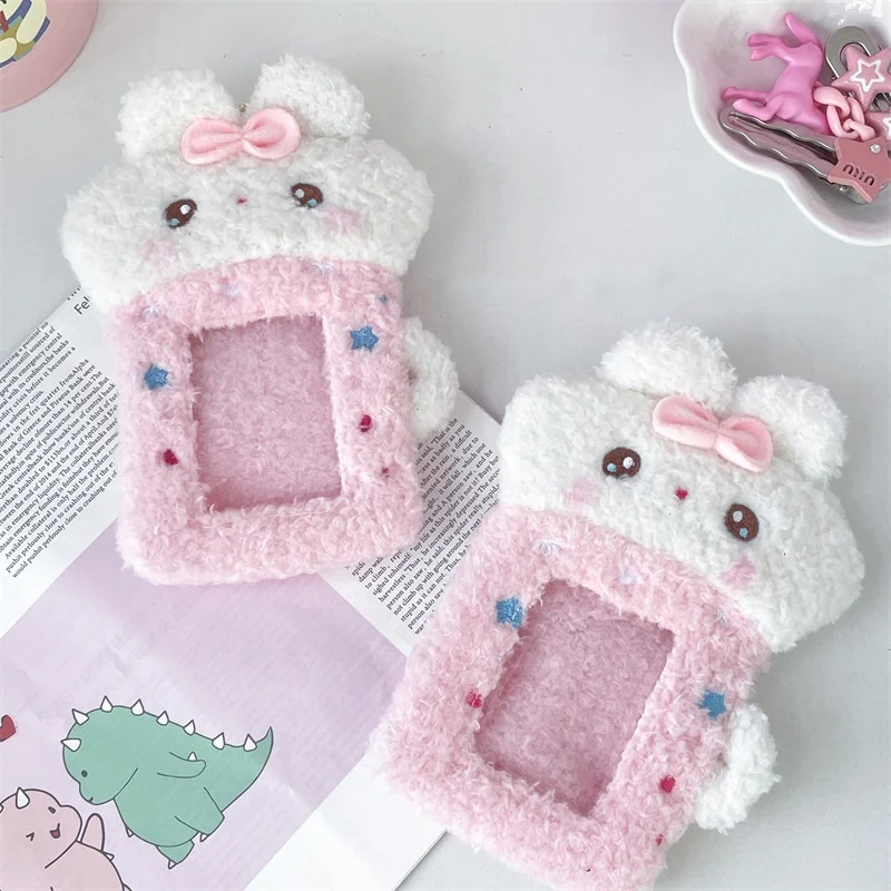 Pink Bunny Card Holder Bags Plush Kpop Photocard Holder Idol Photo Cards  Organizer Photo Sleeves Id Credit Card Holder Stationer - AliExpress 21